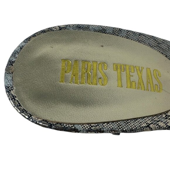 New Rare Paris Texas Metallic Gold Silver Snakeskin Leather Blue PVC Mules 8 38 - Picture 11 of 14